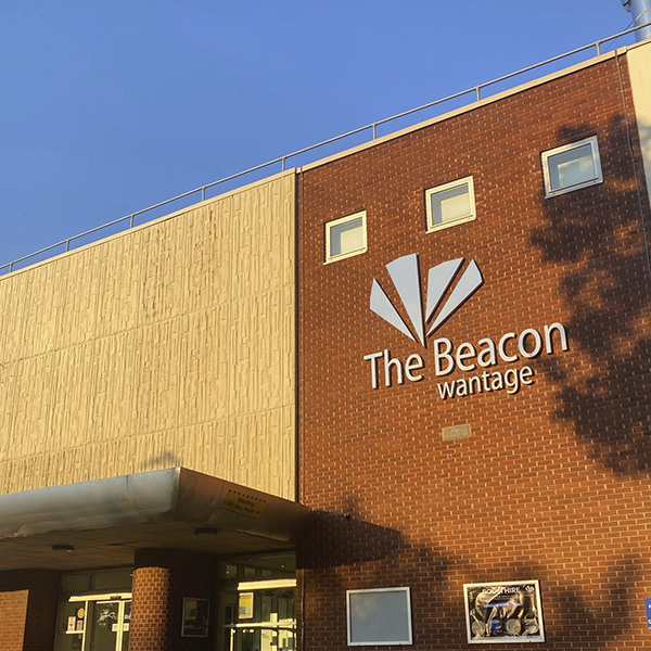 The outside of The Beacon building close-up.