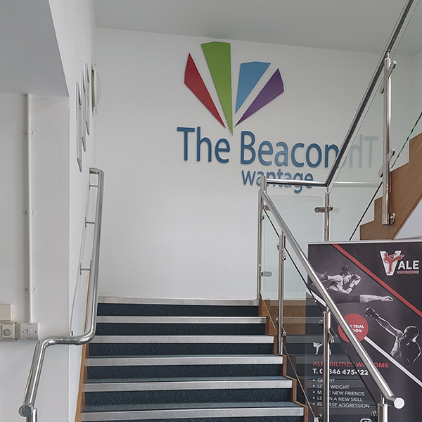 Inside The Beacon building featuring the staircase.